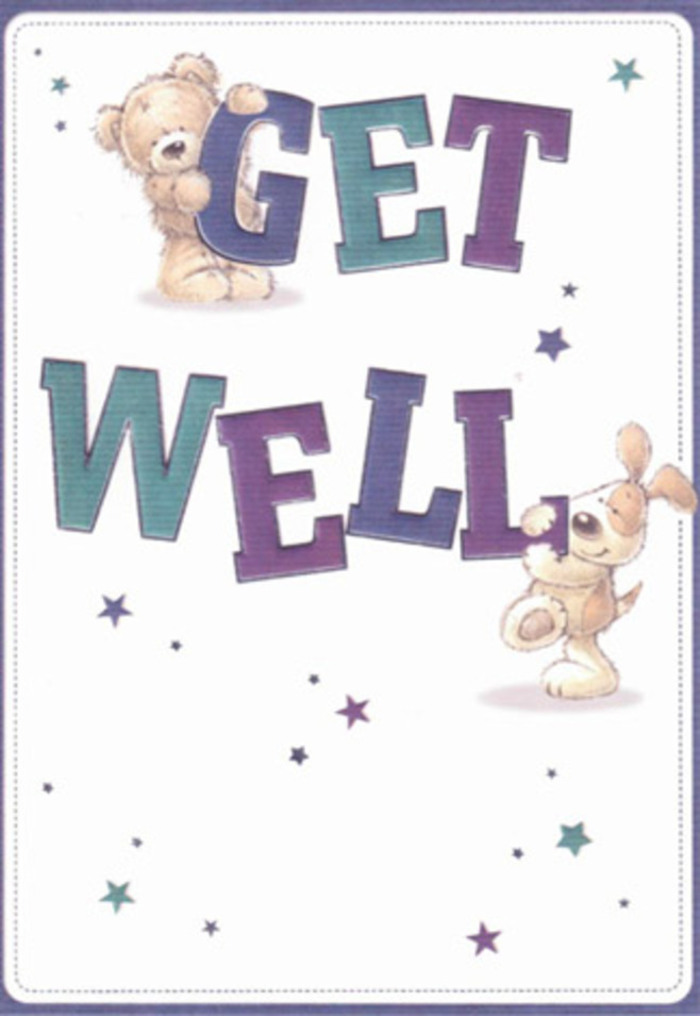 This get well card is a heartwarming tableau that feels as inviting as a spring stroll through Golders Green, filled with scenes of kindness and gentle encouragement. At its center, an adorable bear-plump and cuddly with delicately textured fur-shares the stage with a cheerful puppy, whose velvety ears frame an expression of eager hope. Both figures are nestled among lively splashes of colour: confident block letters in gradients of purple and teal signal recovery with cheerful assurance, while playful starbursts scattered across the scene suggest wishes being lifted into the air, not unlike the cheerful laughter around Hampstead Garden Suburb. The pristine white background reinforces a sense of clarity and possibility, a reminder of the refreshing openness that our Golders Green shop brings to every bouquet. There's a tactile richness to the illustration-the soft lines and gentle shadings invite memories of comforting embraces and freshly cut stems. Imagine this card paired with a lovingly arranged bouquet, each detail crafted to buoy the spirit of someone in need. With every element precisely placed, the artwork embodies heartfelt care, blending innocence with sincerity in much the same way that our neighbourhood gathers to support its own. This card is both a visual comfort and an uplifting message-a little celebration of hope just right for anyone convalescing in Golders Green.