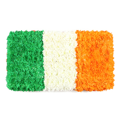 As I arrange this flag-inspired tribute, the density of green, white, and orange blooms forms crisp, unwavering lines that feel almost architectural. The left stripe glows with emerald greens-small blossoms packed so tightly they resemble a mossy carpet underfoot-while the center white band reads like a pale, cloud-soft runway of petals. The right stripe mirrors the texture in orange, its warmth radiating from a multitude of tiny blooms-marigolds or orange chrysanthemums-carefully clustered to maintain the flag's precise geometry. Light travels across the surface, highlighting the tactile seams where one colour ends and the next begins, and giving the whole piece a quiet, deferential glow. The fragrance is subtle, a clean whisper of fresh petals that lingers long after viewing, and the hand-built texture speaks of patience, skill, and years of local craft. This is more than decoration; it is a living symbol, suitable for commemorations, community gatherings, or reflective moments of remembrance in our Golders Green neighbourhood. Delivered with care to homes and venues along Golders Green Road, Finchley Road, and nearby streets, it remains fresh and vivid, a tangible link between culture, history, and everyday life. This floral flag, created by a local florist with intimate knowledge of the area, carries a sense of pride, unity, and shared heritage that resonates with residents from Hampstead Garden Suburb to the heart of Golders Green. It stands as a welcome neighbourly tribute.
