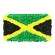 Centered before a clean white backdrop, this vibrant Jamaican flag is reimagined as a tactile mosaic rather than a flat banner. It is built from thousands of tiny, crumpled pieces of material-soft tissue papers and fabric scraps-carefully packed to form a three-dimensional surface that invites touch and holds light in different pockets. The iconic gold saltire cuts diagonally from corner to corner, its brightness amplifying the flag's energy and dividing the field into four bold triangles. The top and bottom sections glow with densely layered emerald green fragments, while the left and right sides present deep, matte black clusters that anchor the composition with quiet intensity. Each fragment is irregular, giving the piece a vibrant, almost living texture that shifts as you move, with light catching the folds to create a subtle quilted effect. Against the white background, the colours pop with clarity, as if the nation's pride has been pressed into a handcrafted mural. The sculpture-like quality speaks of craft, collaboration, and resilience, qualities that echo Jamaica's cultural spirit and the power of community art. In a Golders Green setting, such a piece resonates with the area's maker culture and diverse stories, whether hung in a cafe, a gallery corner, or a shop window. For locals seeking meaningful, locally grounded artwork, this piece offers a tangible reminder of heritage, colour, and connection. It would sit comfortably in stories about Jamaica's heritage, art, or community pride, and could be imagined gracing windows or wall spaces along Golders Green Road or Finchley Road, where street life meets creative expression in NW London.