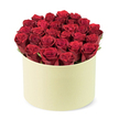Photographed against a pristine white background, this luxurious gift from a Golders Green florist presents dozens of deep red roses densely packed into a pale cream round box with a smooth matte finish. The petals are tightly furled, showing the roses at their prime, and the blooms form a near-perfect dome that rises just above the rim, their color a heady, velvety crimson. A whisper of dark green foliage threads between the heads, offering a fresh contrast that heightens the richness of the scene. The box itself, cylindrical and softly luminous in cream, recalls the timeless elegance of a hat-box, designed to deliver the impression of quiet opulence. The image is captured from a slightly elevated three-quarter angle, with the arrangement perfectly centered against a clean white backdrop, inviting the viewer to step into the bouquet's warm glow. The composition communicates romance and generosity: the kind of gift that suits anniversaries, Valentine's Day, or a milestone achievement worthy of Golders Green's thoughtful celebration. The scent, though not audible in the photo, seems anticipated; the petals feel velvety to the touch, and the box promises a keepsake that can outlast the moment of gifting. For readers and shoppers in the Golders Green area, this refined red rose box can be delivered with ease to nearby streets such as Finchley Road, Hoop Lane, and Hendon, reinforcing its suitability for same-day delivery and premium floral service.
