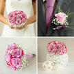 Resting on a smooth expanse of creamy linen, the bridesmaid's bouquet appears as a delicate celebration of soft colour and texture. The arrangement is composed of lavender and pale pink roses, each bloom thoughtfully placed so their rounded shapes nestle closely together, creating a gentle, undulating surface of petals. Some roses are almost fully open, revealing their layered hearts, while others are still partially closed, adding subtle variation and depth. Among them, fine sprays of white gypsophila weave in and out, their tiny blossoms like floating pearls that bring a sense of lightness and playfulness to the design. The stems are gathered tightly and wrapped in a shining pink ribbon that glimmers slightly, finished with tiny pearl accents that catch the light in a refined, understated way. This touch of shimmer echoes the jewellery and hairpieces often worn by bridesmaids at weddings in and around Golders Green, whether in a family garden or a nearby hotel venue. The neutral linen beneath provides a calm, warm-toned background that allows the pastel colours to shine without distraction. Gentle, diffused lighting bathes the bouquet, enhancing the soothing palette and casting soft, almost imperceptible shadows. The effect is of a bouquet that feels both tender and uplifting, as if it has been designed to steady nervous hands and share in the happy anticipation of the day. You can almost sense the faint, powdery rose fragrance rising from the blooms, mingling with the crisp freshness of the gypsophila, ready to accompany bridesmaids as they stand by the bride during vows, photos, and every cherished moment in between.